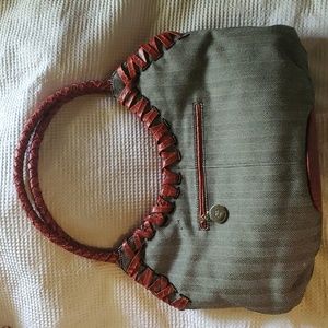 DJ Pliner EUC herringbone fabric purse